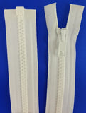 (White) Nylon Jacket Zippers, One Way, Molded Teeth 24"