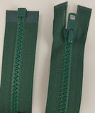 (Dark Green) Nylon Jacket Zippers, One Way, Molded Teeth 20"
