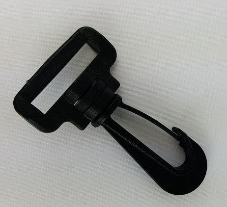Swivel Hook, 1", Black Plastic