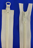 (White) Nylon Two Way Jacket Zipper, 48"