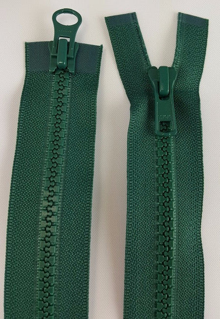 (Dark Green) Nylon Two Way Jacket Zipper, 28"