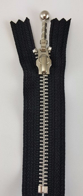 (Black) Closed Bottom Decorative Zipper, Silver Teeth, 4''