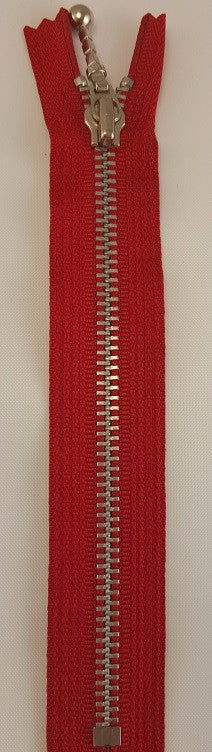 (Red) Closed Bottom Decorative Zipper, Silver Teeth, 4''