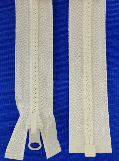 (White) Reversible Nylon Jacket Zippers , 18"