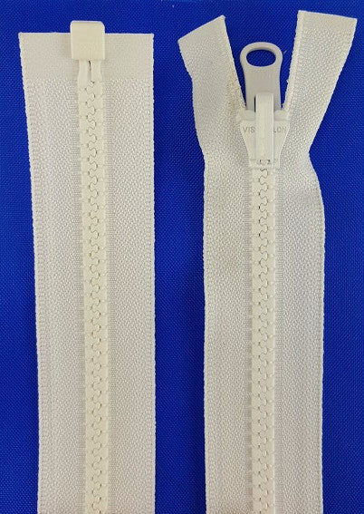 (White) Reversible Nylon Jacket Zippers , 30"