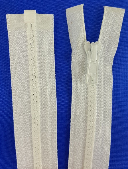 (White) Nylon Jacket Zippers, One Way, Molded Teeth 16"