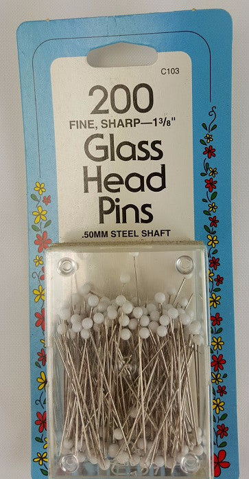Glass Head Pins, 1 3/8"