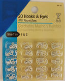 Hooks & Eyes With Round Eyes 20 pieces Size 1 & 2