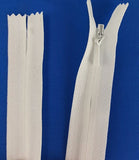 (White) Invisible Zippers, Closed Bottom, 9"
