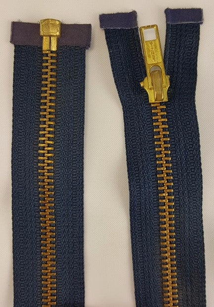 (Navy) Brass Metal Separating Zippers, 18"