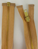 (Beige) Brass Metal Separating Zippers, 18"
