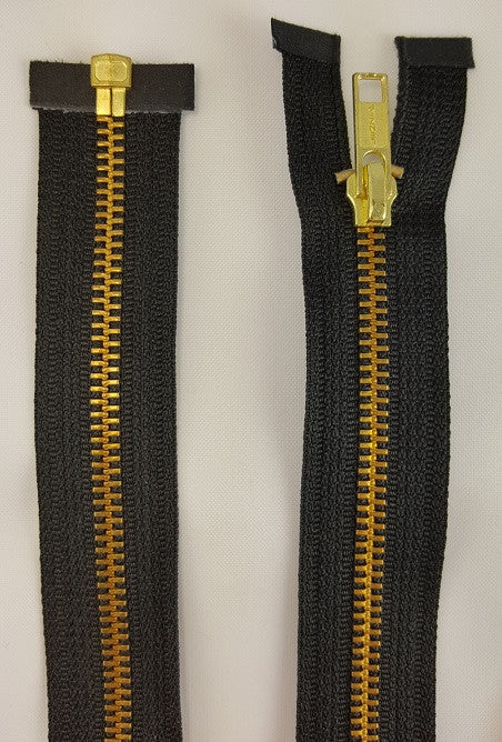 (Black) Brass Metal Separating Zippers, 22"
