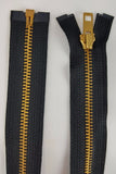 (Black) Brass Metal Separating Zippers, 24"