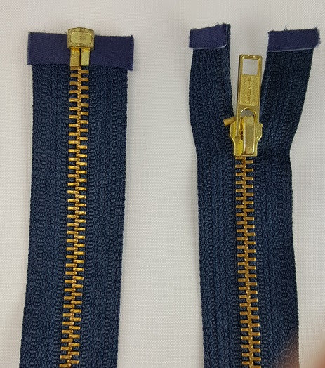 (Navy) Brass Metal Separating Zippers, 24"