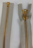 (Grey) Brass Metal Separating Zippers, 24"