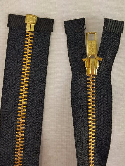 (Black) Brass Metal Separating Zippers, 30"