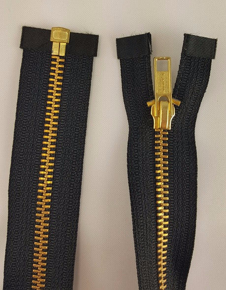 (Black) Brass Metal Separating Zippers, 36"