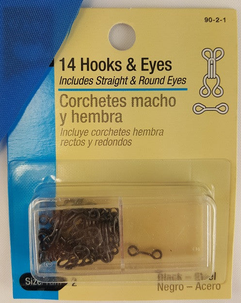 Hook & Eyes, Size 2, Black