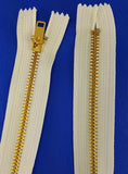 White Zipper Brass 18'' (each)