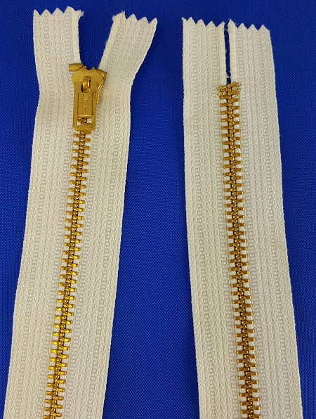 White Zipper Brass 24'' (each)