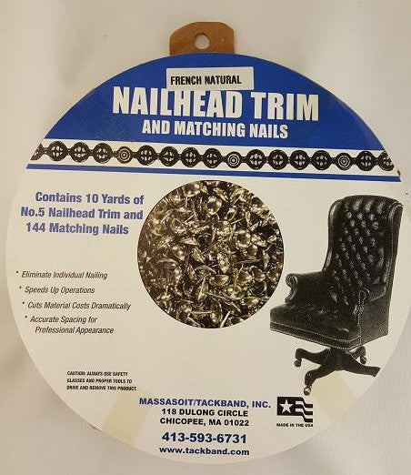 #5 French Natural Nailhead Trim with Natural Nails (10 yard kit)